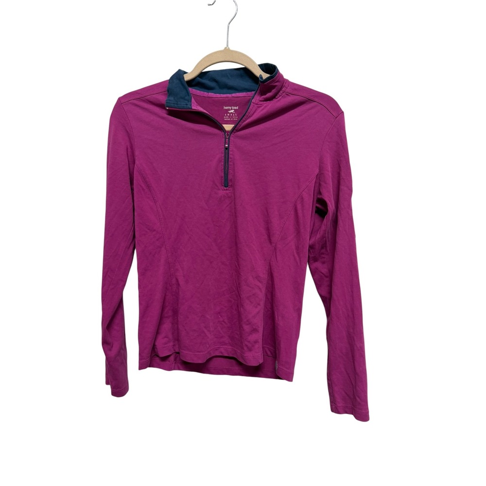 Horny Toad Women's Small Tipped Zip Pullover Magenta Pink Quarter Zip Top